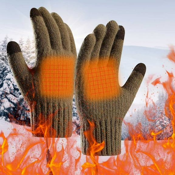 JGJJUGN USB Heated Gloves for Cold Weather, Touchscreen Knitted Heating Gloves, Velvet Lined Outdoor Warmers, Thick Thermal Hand Protection, Rechargeable Heating Mittens, Winter Accessories
