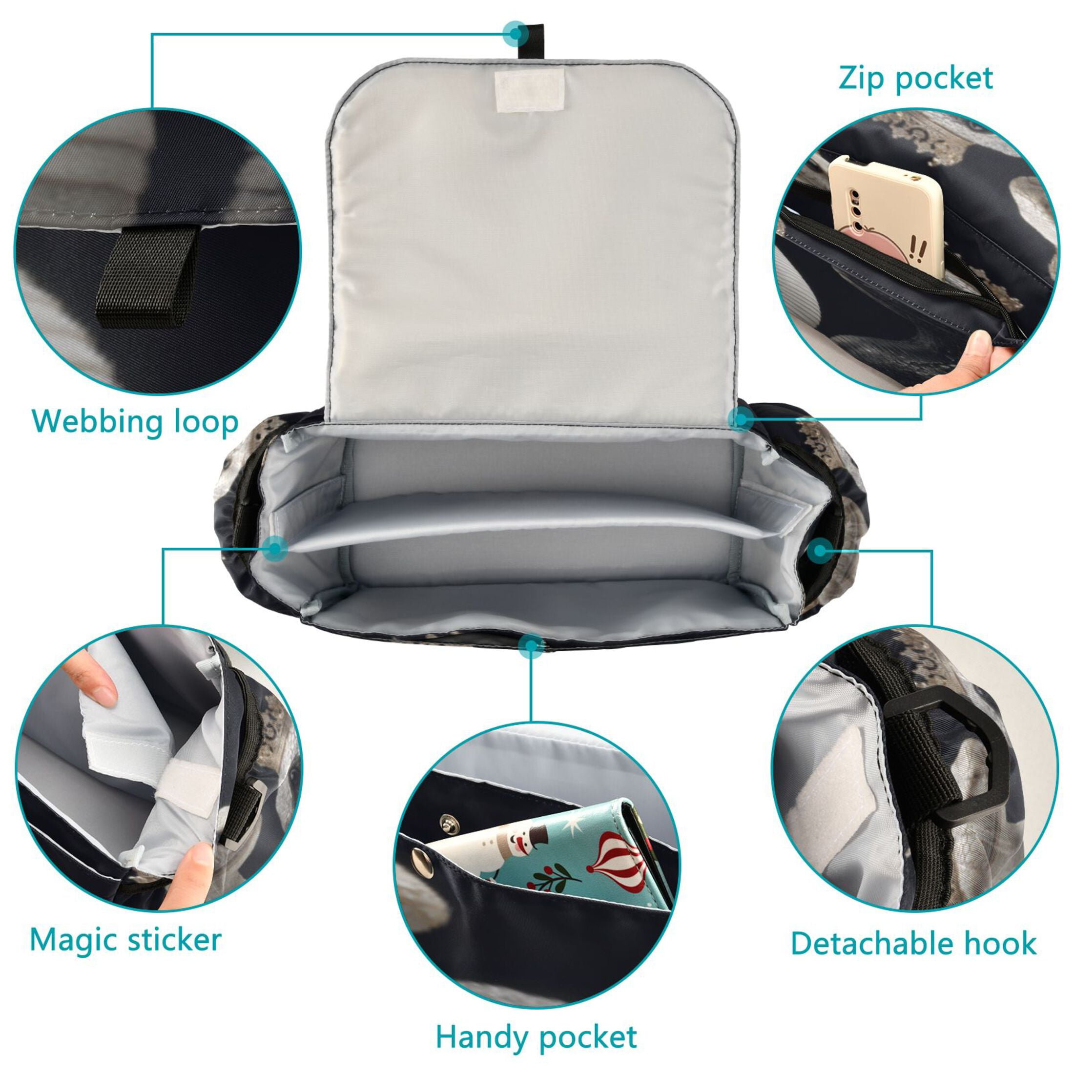 DIXRUYEE Stroller Organizer Royal Serpents Printed