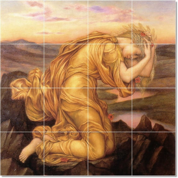 Ceramic Tile Mural-Evelyn De Morgan Women Painting 76. 17" w x 17" h using (16) 4.25 x 4.25 ceramic tiles