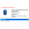 thumbnail image 2 of Oil Filter - Compatible with 2022 - 2023 Honda Odyssey, 2 of 2