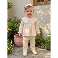 thumbnail image 5 of Loicainy Baby Toddler Girls Fall Clothes Set 3 6 12 18 24 Months 2T 3T Lace Trim Long Sleeve Doll Collar Tops and Elastic Waist Pants Headband Outfits, 5 of 9