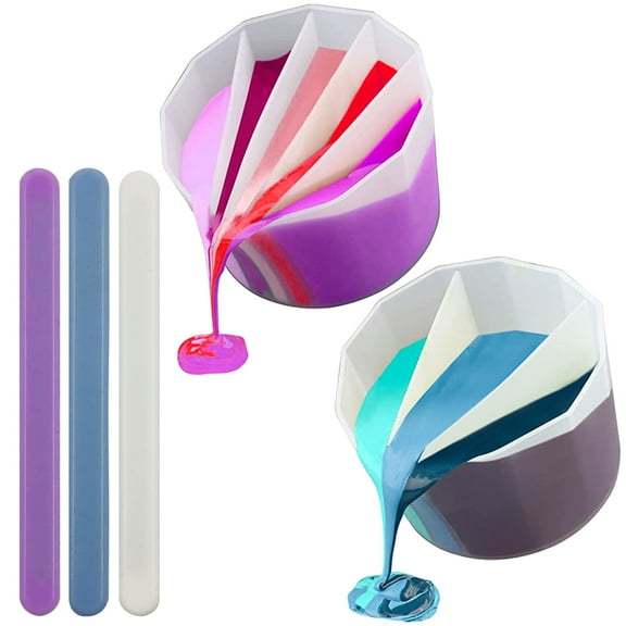 AFUNTA 3/5 Cavity Split Cups for Paint Pouring, Reusable Silicone Split Cup for Acrylic Pouring with 3 Pcs Silicone Stir Sticks
