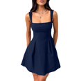 thumbnail image 1 of Vestido mini evasé sin mangas con cuello cuadrado, color azul marino, YMDUCH, 1 of 1