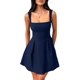 thumbnail image 1 of Vestido mini evasé sin mangas con cuello cuadrado, color azul marino, YMDUCH, 1 of 1