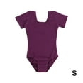 thumbnail image 1 of kurtrusly Tenue de Danse Ballet Extensible pour Enfants Combinaison Classique Col Rond Costume de Danse Doux Justaucorps Violet P, 1 of 9