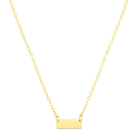 JewelStop 14K Yellow Gold Polished Finish with Jump Ring at 16in Mini Bar Necklace with Spring Ring Clasp - 18"