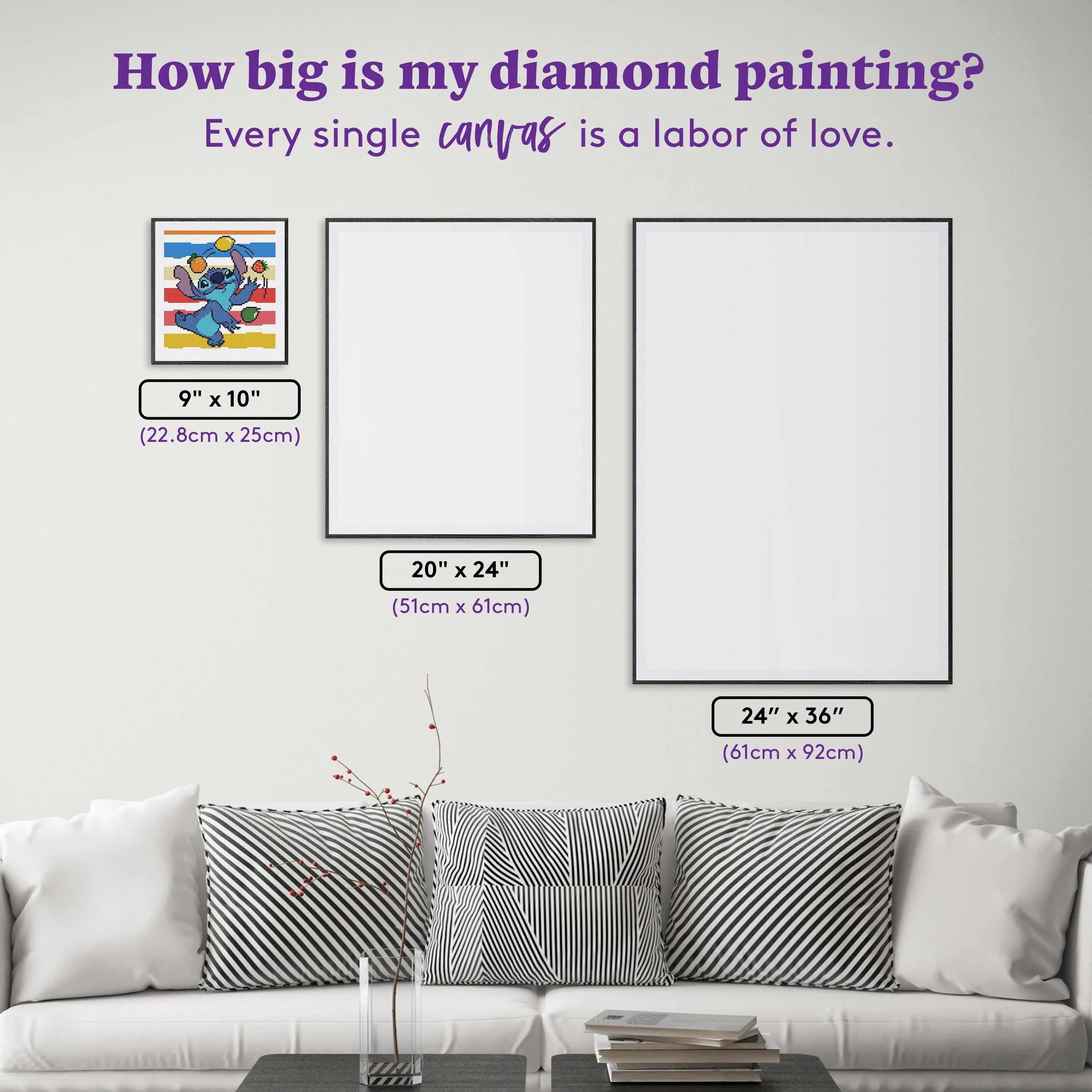 DIAMOND ART CLUB® Stitch's Juggling Act Diamond Painting Kit, Fun DIY Crafts for Adults, Round Diamond Art Canvas, 9" x 10" (22.8 cm x 25 cm)