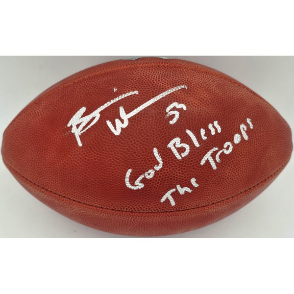 Collectible Brian Urlacher Autographed Official NFL Leather Salute to Service Football Chicago Bears "God Bless The Troops!" Beckett BAS Witness #4W450901