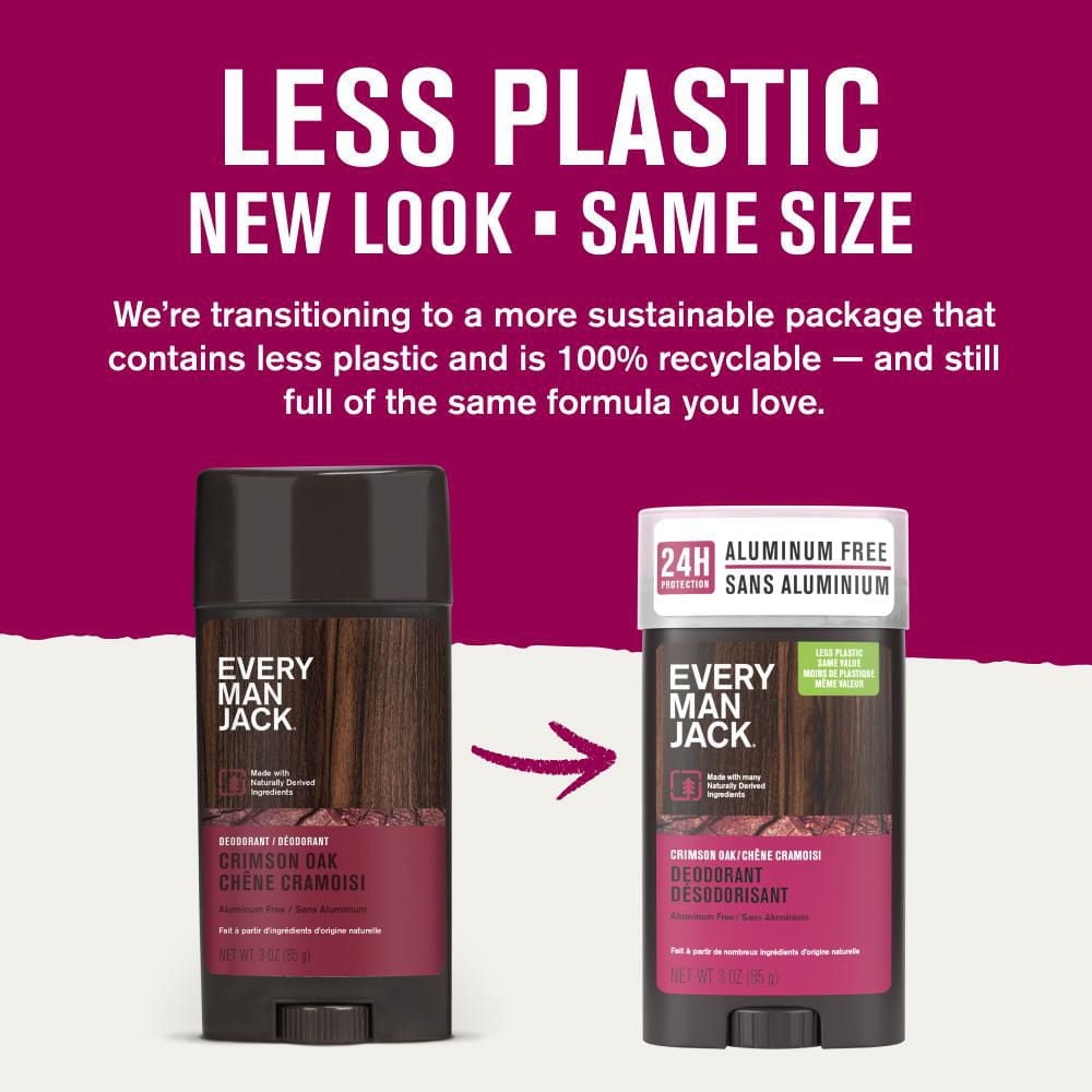 Every Man Jack Crimson Oak - Aluminum- Free Deodorant for Men, Naturally Derived 76g, EMJ Crim Oak Deodorant 76g
