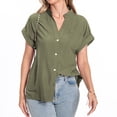 thumbnail image 4 of FAIWAD Women Button Down Shirts with Pockets Short Sleeve Chiffon Office Blouses V Neck Casual Business Tops, 4 of 8