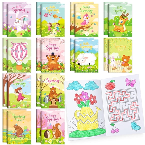 Libros para colorear BenLouis Spring Mini, 24 unidades, para fiestas infantiles