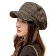 thumbnail image 2 of SikaFu Women Autumn Winter Hat Cap for Women Ladies Plaid Vintage Octagonal Mewsboy Cap Female Wool Beret Hat Retro Women Berets, 2 of 6