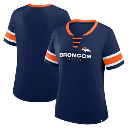 Women's Fanatics Navy Denver Broncos Redzone Draw Play Athena Lace-Up T-Shirt