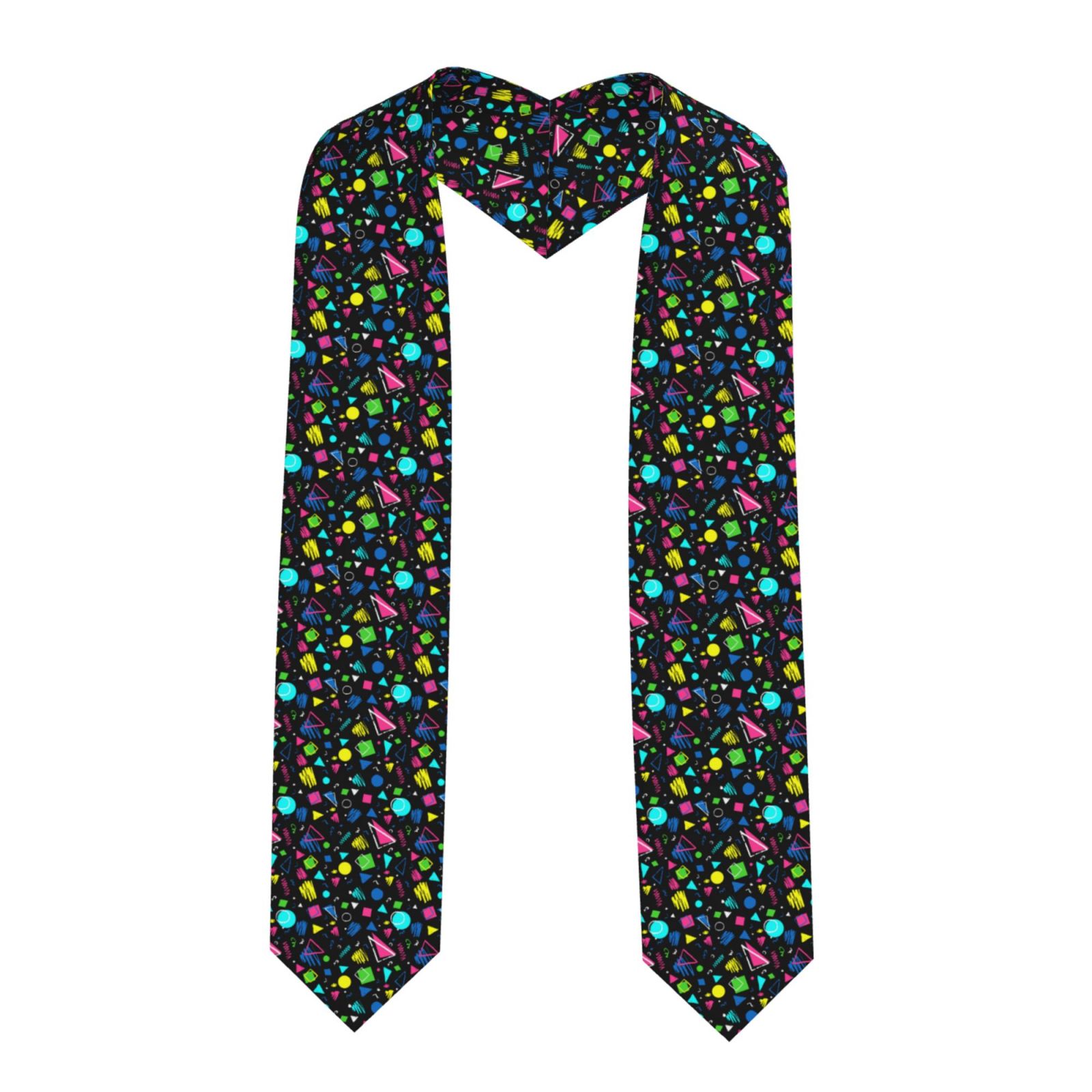 Fuzoiu Geometric 1980s Styled Print Graduation Sash,Graduation Stole,Unisex Adult Graduation Stole Shawl 91" Long,for Academic Commencements Shawl-Sharp Corner