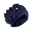 thumbnail image 2 of IROINNID Women's Solid Floral India Muslim Ruffle Head Scarf Head-wear Wraps Turbans Beanie Cap Head-wraps,Navy, 2 of 3