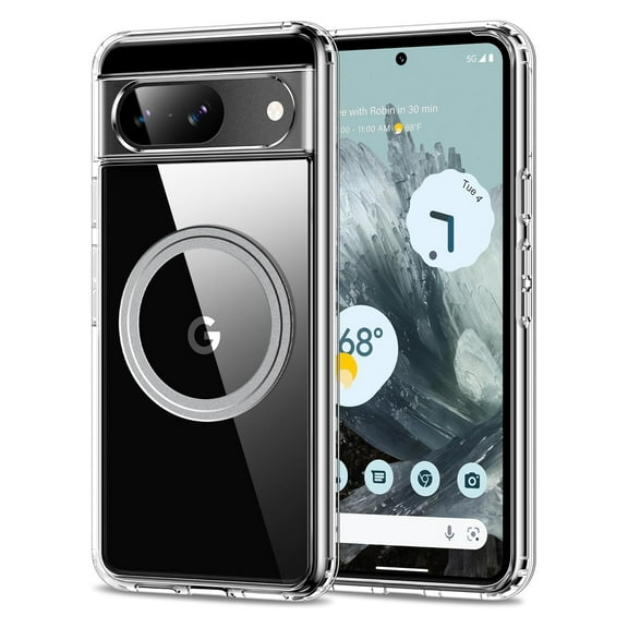 Clear Case for Google Pixel 9 Pro XL with Magnetic Ring, Transparent Hard Protective Case, Compatible with MagSafe Charging, Slim Anti-Yellowing Shockproof Case for Google Pixel 9 Pro XL, Clear