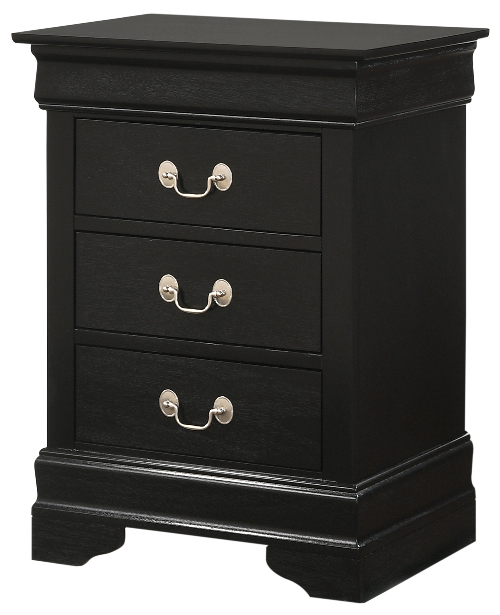 Glory Furniture Louis Phillipe Night Stand in Black Color