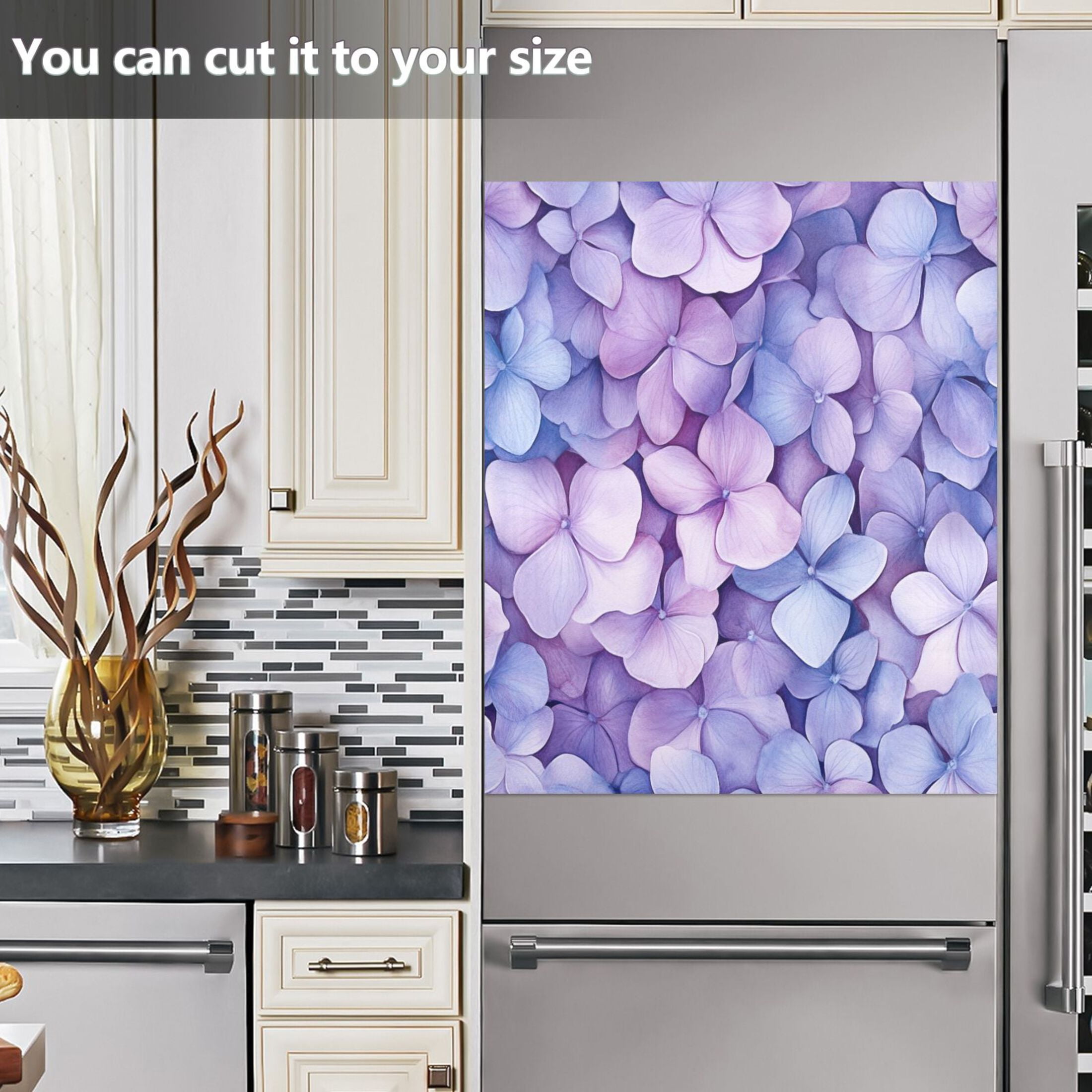 Dishwasher Magnetic Sticker 23x26 Inch Refrigerator Magnetic Sticker Washing Machine Magnetic Sticker Kitchen Panel Magnetic Sticker Home Decor Purple Hydrangea Petals