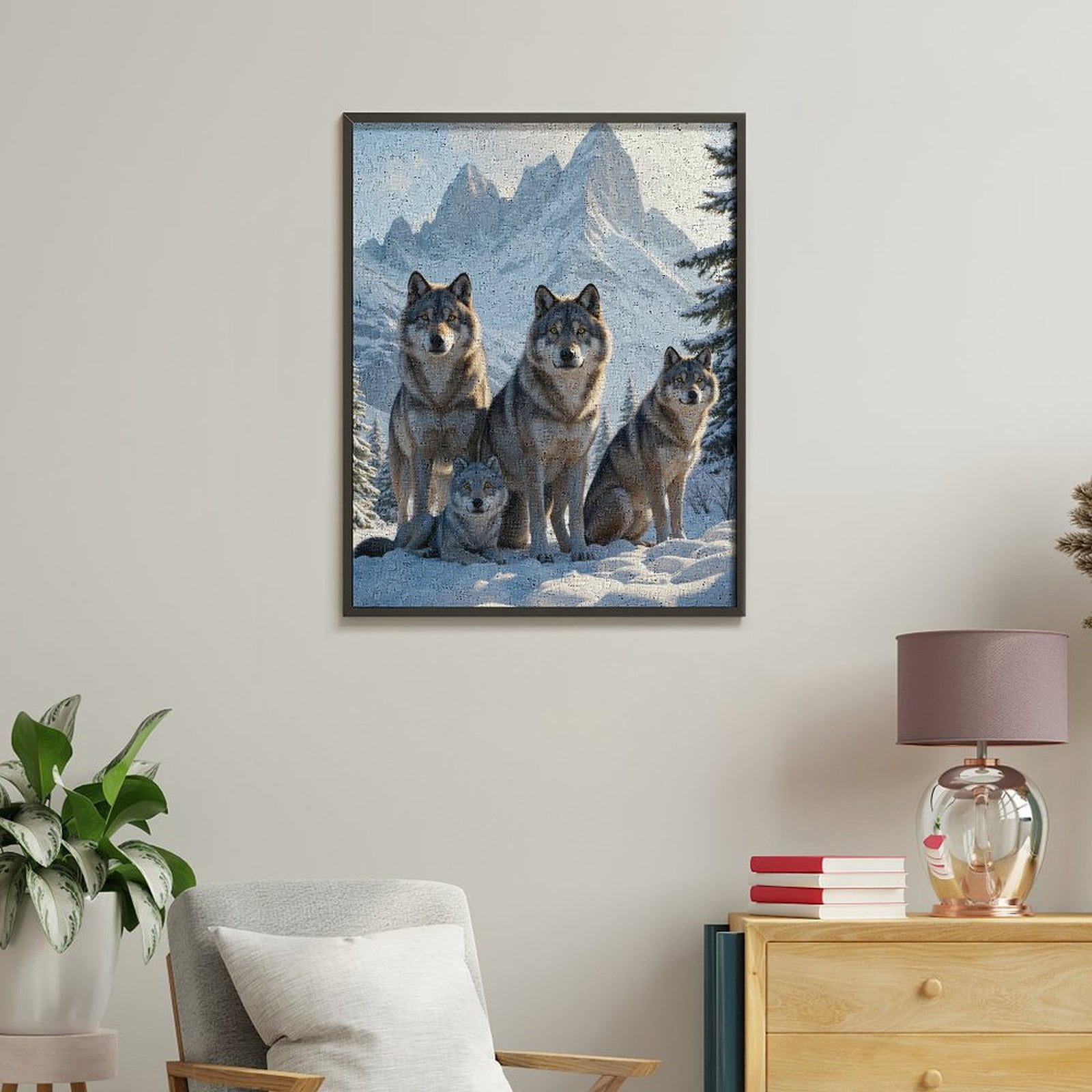 Paint by Numbers Kit for Adults, Wolf Pack Snowy Mountain Scenery Paint by Numbers, Easy Paint by Numbers Kit for Adults Beginner, DIY Adult Paint by Number Kits on Canvas, Home Decor
