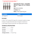 thumbnail image 2 of Spark Plug Set 4 Piece - Compatible with 2017 Jaguar XE 2.0L 4-Cylinder GAS, 2 of 2
