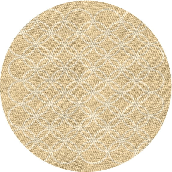 Ahgly Company Indoor Round Patterned Khaki Gold Area Rugs, 7' Round