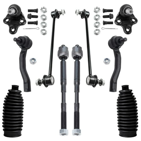 Detroit Axle - Front Sway Bars Tie Rods Lower Ball Joints for 2003-2008 Toyota Corolla Suspension Kit 2004 2005 2006 2007 Replacement