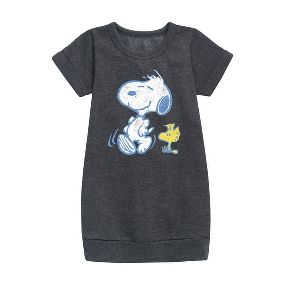 Peanuts - Snoopy And Woodstock Pastels - Toddler & Youth Girls Fleece Dress