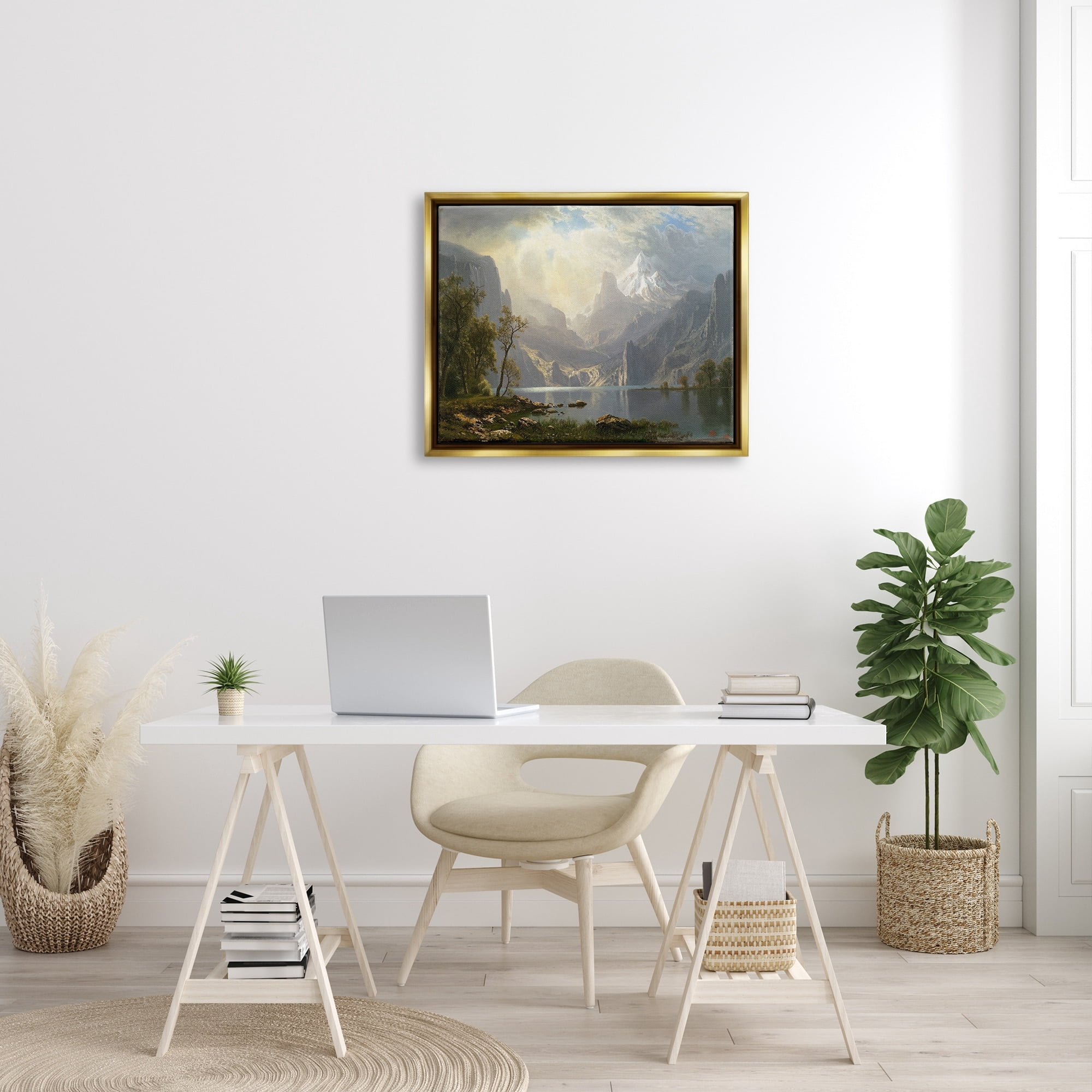 Stupell Industries American Landscape Classic Albert Bierstadt Luminous Painting Painting Metallic Gold Floating Framed Canvas Print Wall Art, Design by one1000paintings