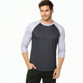 thumbnail image 2 of Men's 3/4 Sleeve Crew Neck Baseball Shirt, Casual Dynamic Cotton Raglan T Shirts, Heather Gray/Charcoal Gray S, 1 Pack, 2 of 7