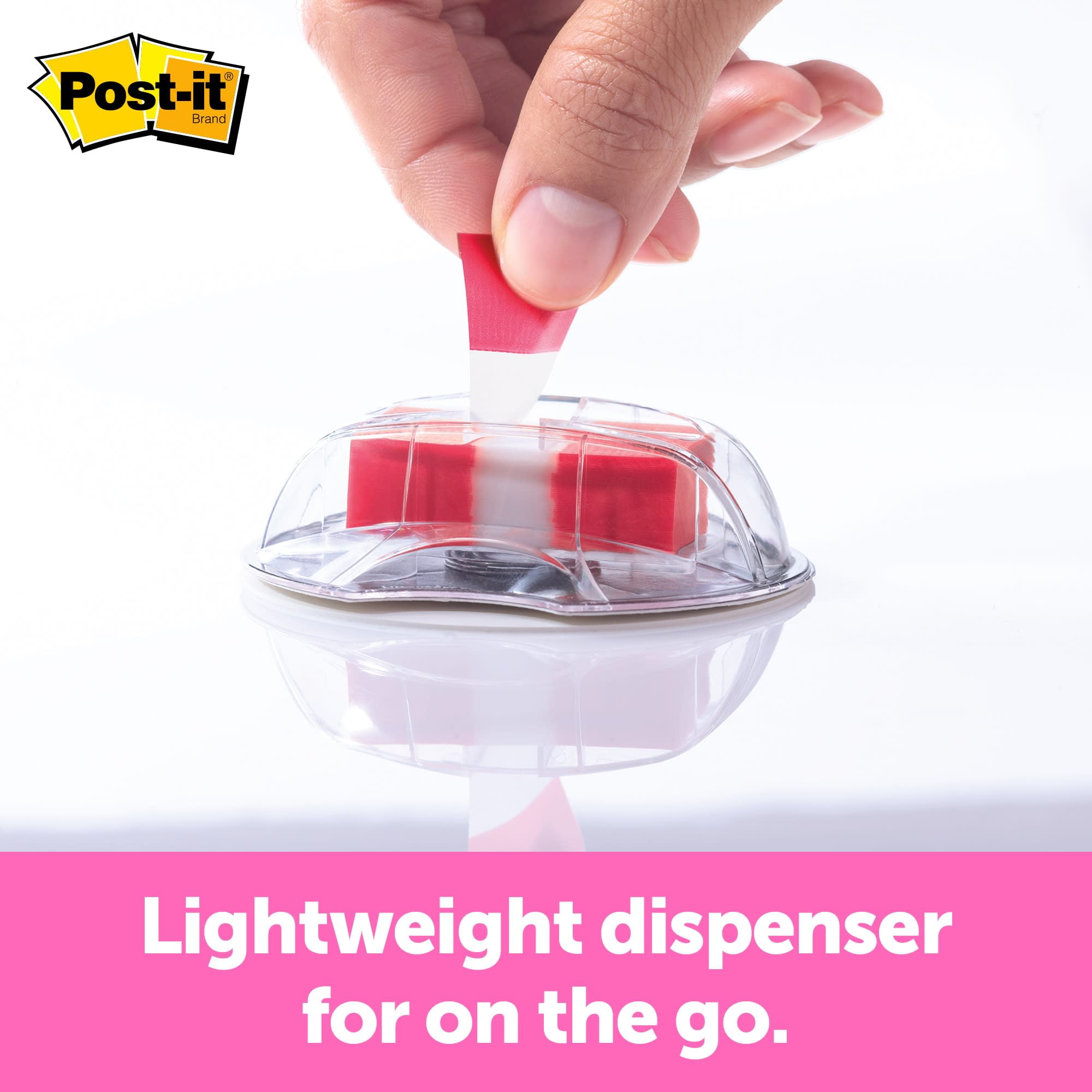 Post-it Flags, Red, 1 in. Wide, Desk Grip Dispenser, 200/Pack