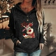 thumbnail image 4 of KZKR Long Sleeve Sweatshirt for Women Christmas Pullover Hoodie Drawstring Henley Top Shirt, 4 of 4