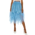 thumbnail image 2 of DAFEI Women Short Skirt Loose Sequin Skirt A-Line Fairy Patterned Elastic Waist Ruffle Layered Midi Skirt, 2 of 6