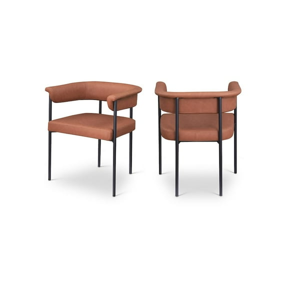 Meridian Furniture Malin Cognac Vegan Leather Dining Chair (Set of 2)