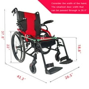 14lb Magnesium Ultra Lightweight Wheelchair 20 inch seat with Flip Back Arms,Portable Wheelchair with Travel Bag,Travel Wheelchairs for Adults,250Ib Weight Capacity, Black