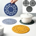 thumbnail image 4 of Trivets - Silicon Mats for Hot Pots and Pans, Multi-Use Carved Hot Pads, Flexible Modern Kitchen Table Mat,  Round Teapot Coaster Set of 3 Blue, 4 of 6
