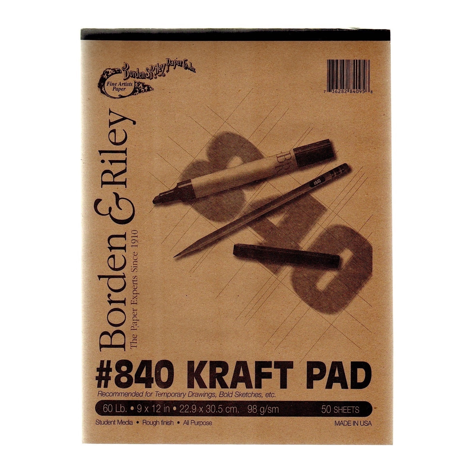 Borden & Riley #840 Kraft Paper, 36" x 15', Roll, Brown, Pack Of 2
