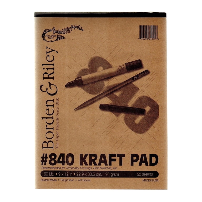 Blocco Per Schizzi Kraft Borden & Riley #840 - 18x24 Pollici - 50 Fogli - Carta Pesante Per Disegno