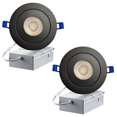 thumbnail image 1 of LED 4-Inch Black Gimbal Recessed Slim LED Pot Lights with Junction Box - Dimmable 7W 560LM, 4000K Natural White, 2-PACK, 1 of 1