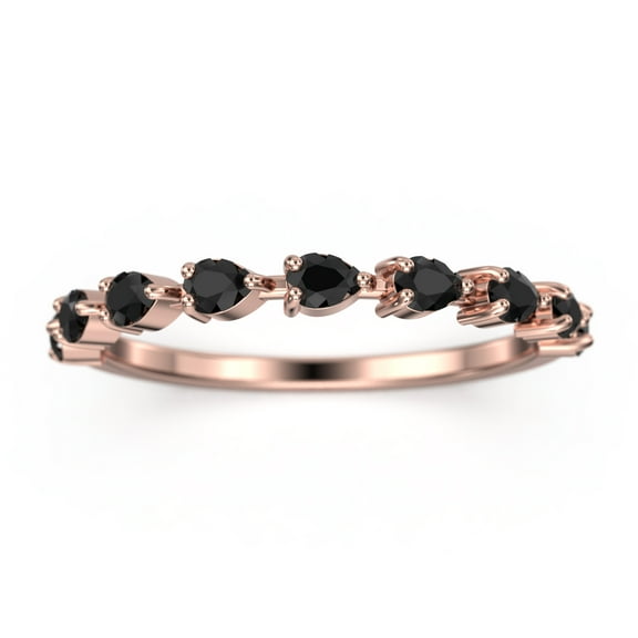 0.36ct Black Diamond Moissanite Guideline 18K Rose Gold Over Silver Wedding Band