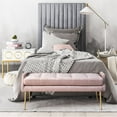 thumbnail image 2 of TOV Furniture Eileen Banc en Velours/acier Inoxydable 20.3"H Rose/or, 2 of 7