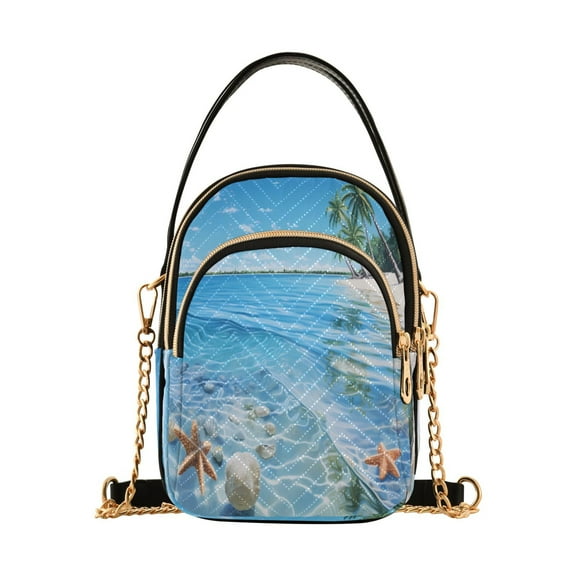 ALAZA Chain Crossbody Bags for Women Summer Seashell in Sea Shoulder Handbag Phone Purse