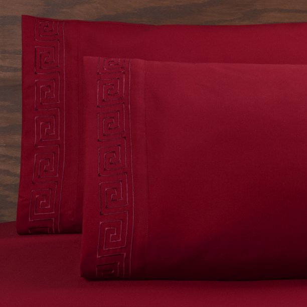 Mainstays Embroidered Red Full Microfiber Bedding Sheet Set