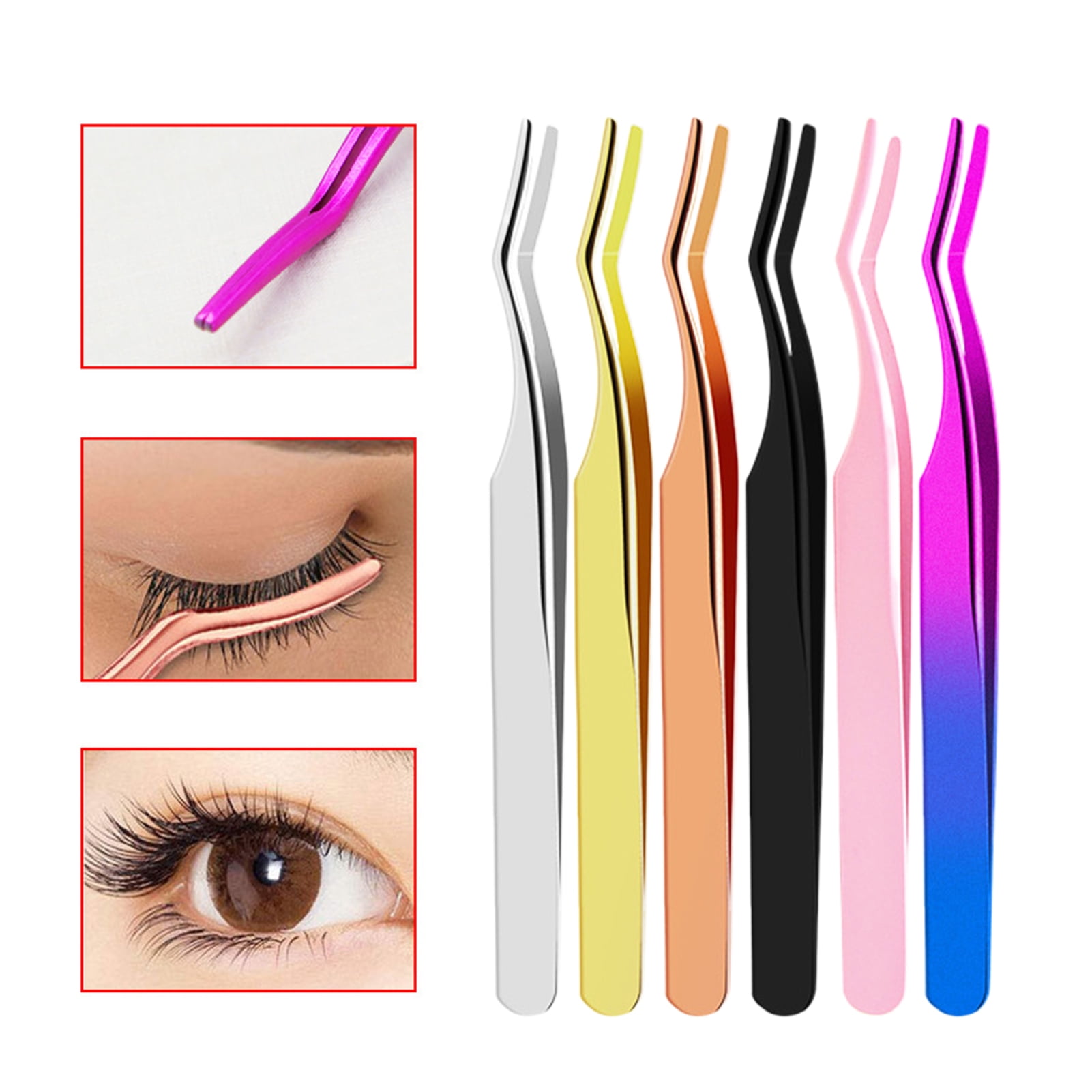 GoFJ False Eyelashes Tweezer Antistatic with Lash Brush Makeup Tools