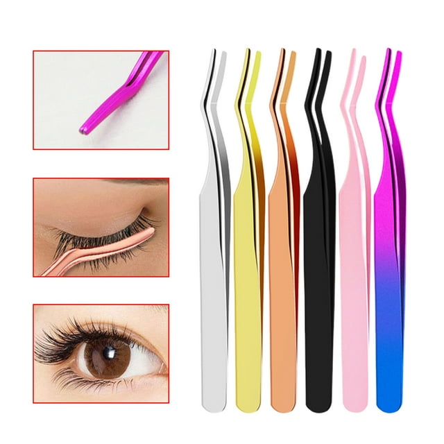 False Eyelashes Tweezer Anti-static with Lash Brush Makeup Tools Stainless Steel Makeup Volume Lashes Extension Curler for Makeup