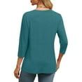 thumbnail image 4 of 3/4 Length Sleeve Womens Tops V Neck Casual Tunic Tops Basic Shirts Loose Fit Blouse, 4 of 9