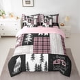 thumbnail image 2 of Homewish Safari Wolf Silhouette 7pcs Bedding Comforter Set,Rustic Plant Pine Tree Queen Bedding Sets,Pink Gray Black Queen Sheet Sets For Girl Boys,Luxury Bedroom Decor Reversible, 2 of 8