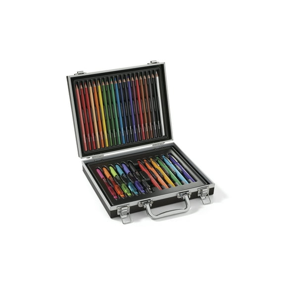 Paper Mate Doodling Kit with Flair Felt Pens, InkJoy Gel Pens, Colored Pencils and Coloring Booklet, Hard Case, 33 Count