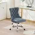 thumbnail image 2 of Home Office Chair with Wheels & Silver Base,Cute Chenille Fabric Makeup Vanity Chair with Tufted Back for Bedroom,Upholstered Adjustable Swivel Comfy Desk Chair for Girls Women,Light Blue, 2 of 8