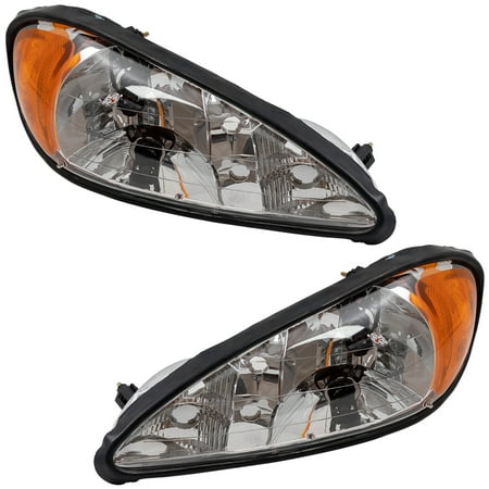 Grand Am Projector Headlights - BROCK Headlights Headlamps Driver and Passenger Replacements for 99-05 Pontiac Grand Am 22672207 22672208