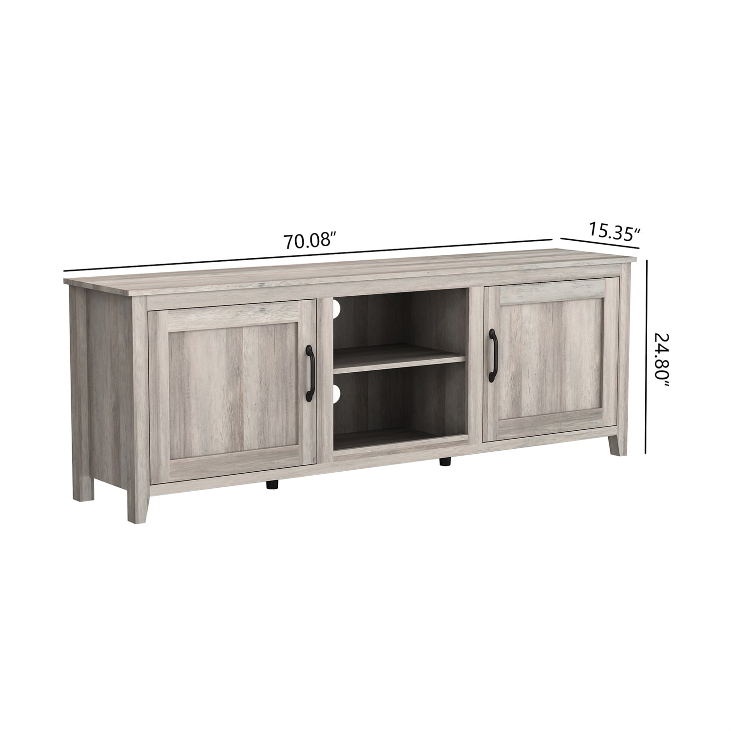 Kadyn Modern Farmhouse TV Stand, Particle Board TV Console with Two Doors, Media Console Entertainment Center for TVs up to 60", Grey